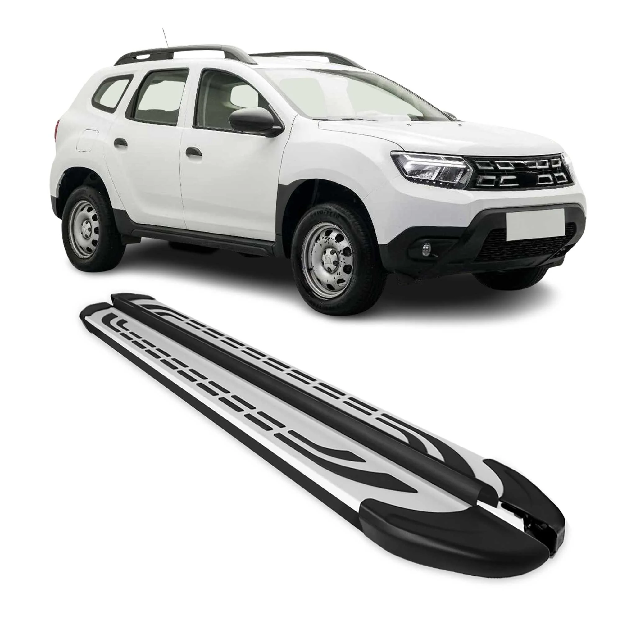 Trittbretter Seitenschweller Seitenbretter für Dacia Duster 2018-23 Schwarz Alu