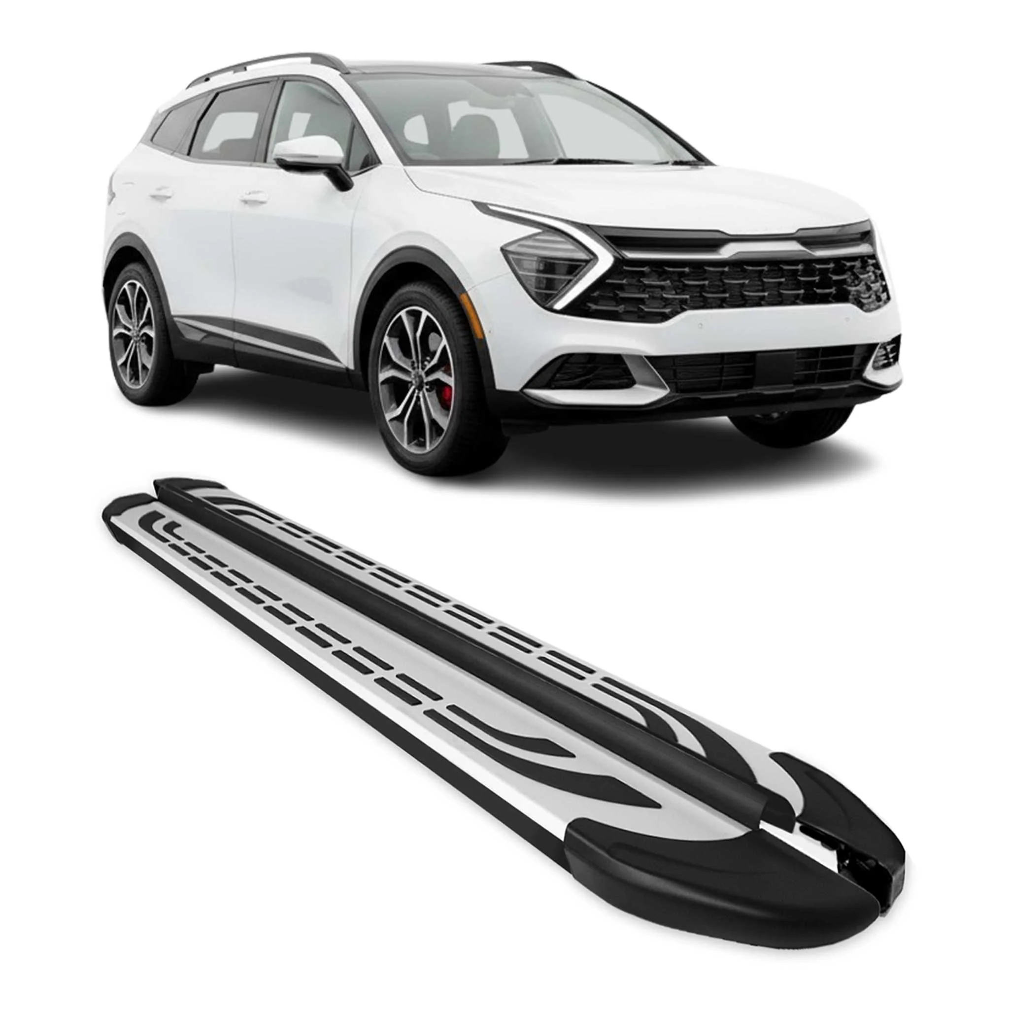 Trittbretter Seitenschweller Seitenbretter für Kia Sportage 2023-26 Schwarz Alu