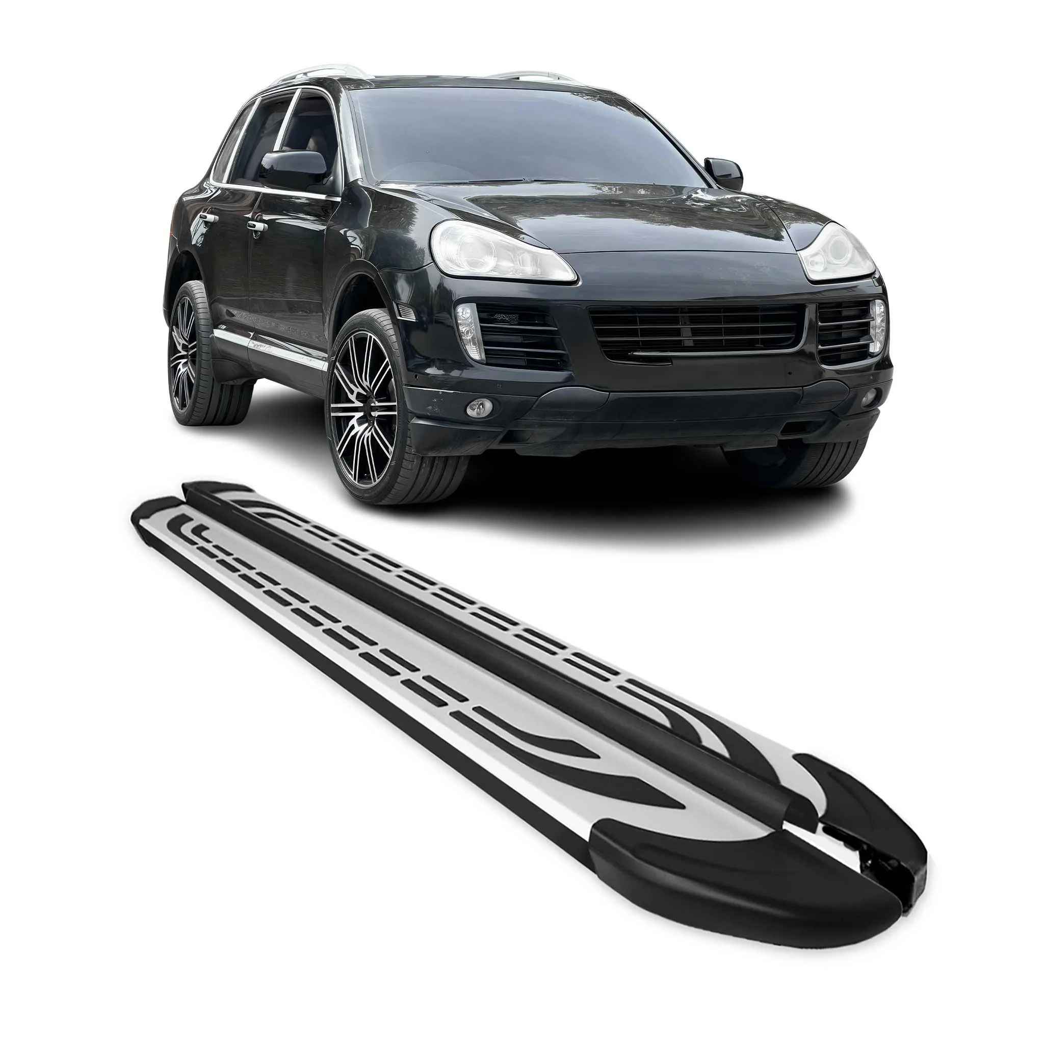 Trittbretter Schweller Seitenbretter für Porsche Cayenne 2003-2010 Schwarz Alu