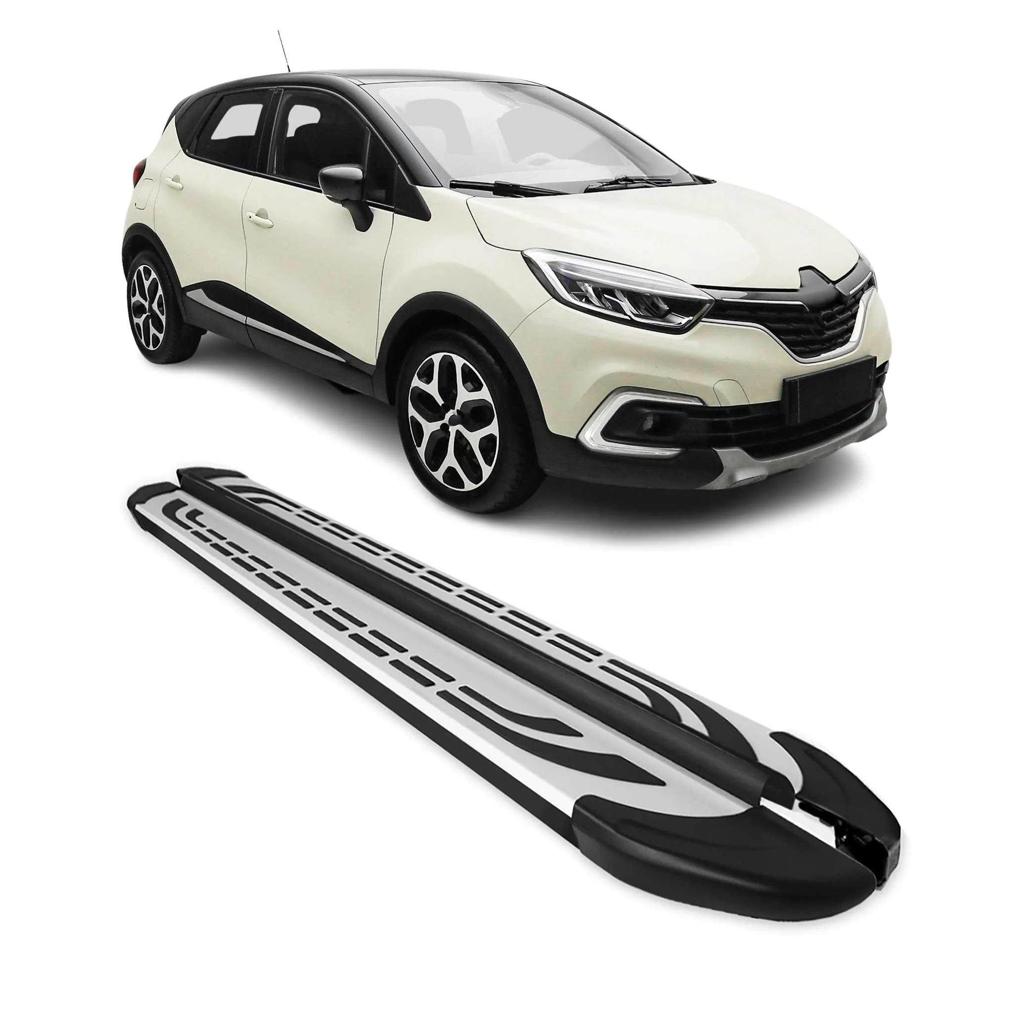 Trittbretter Schweller Seitenbretter für Renault Captur I 2013-2019 Schwarz Alu