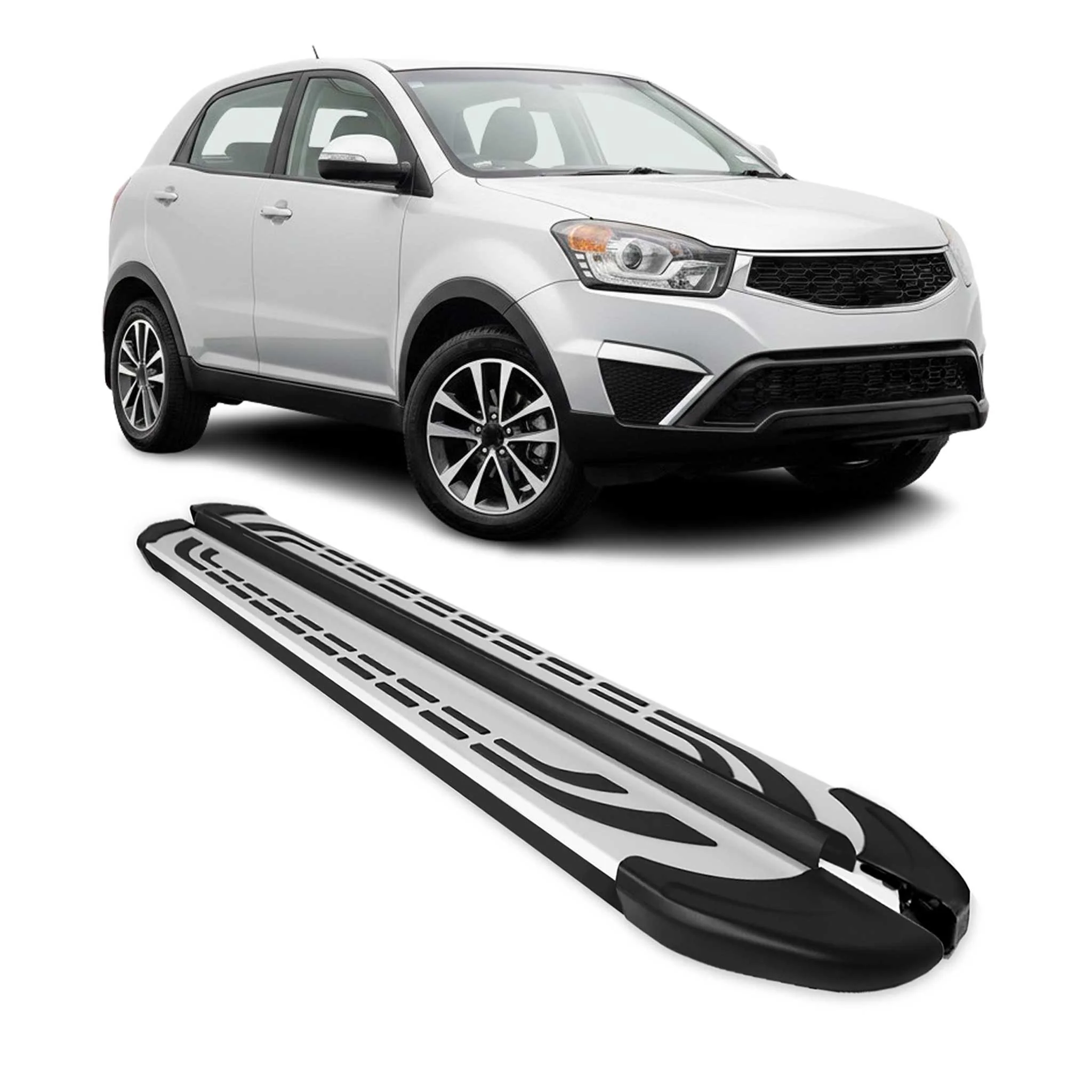 Trittbretter Schweller Seitenbretter für Ssangyong Korando 2010-2019 Alu Schwarz