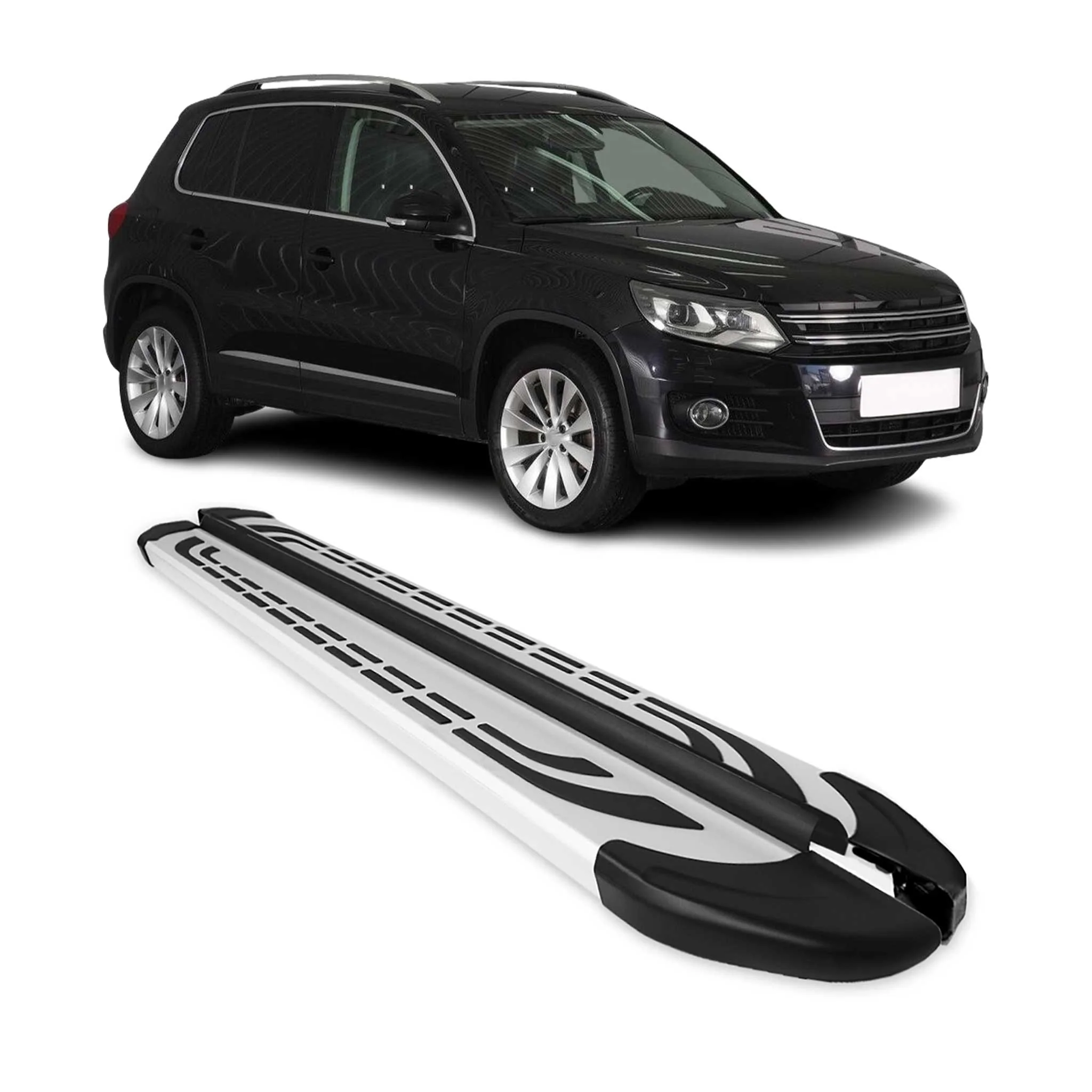 Trittbretter Seitenschweller Seitenbretter für VW Tiguan 2007-2016 Alu Silber 2x