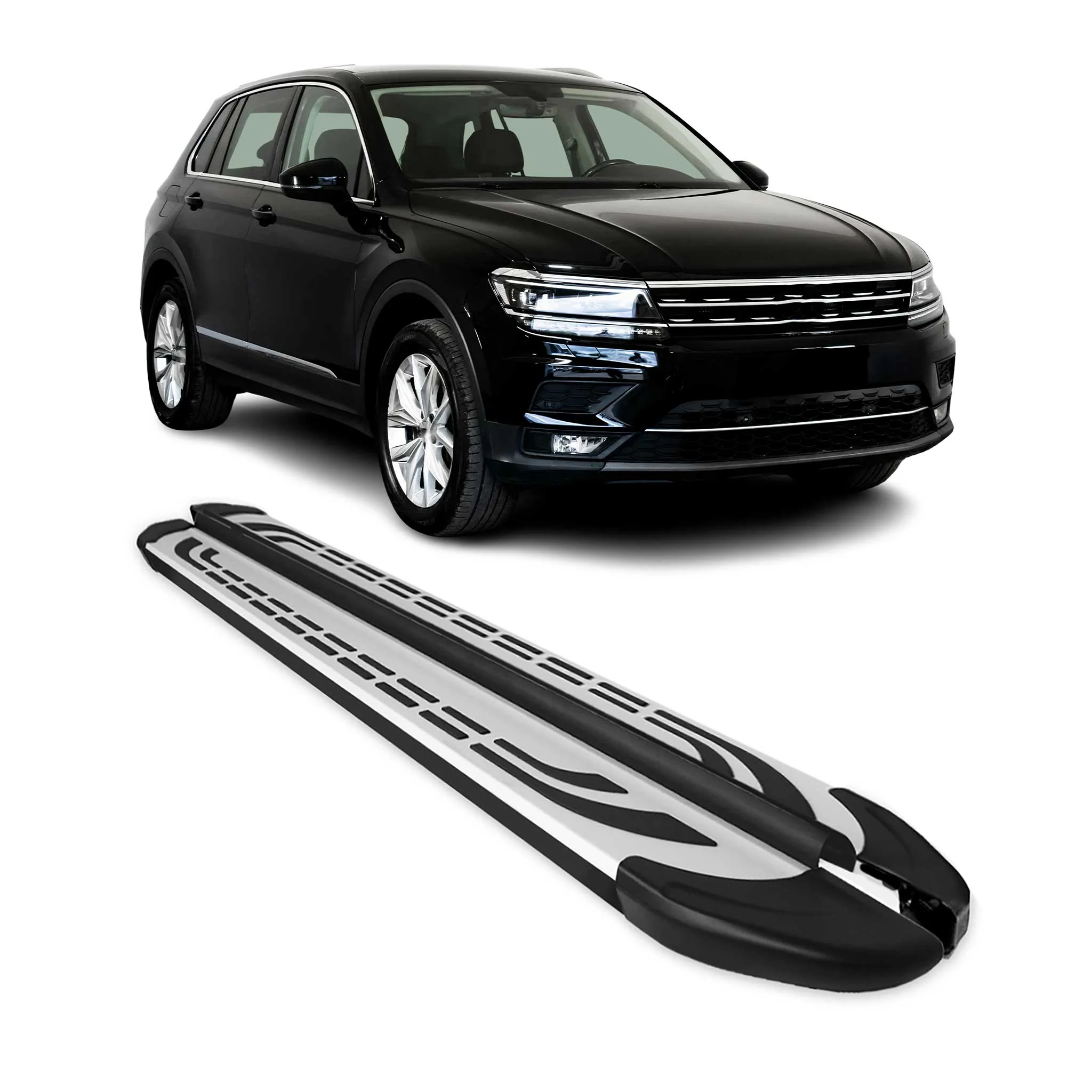 Trittbretter Seitenschweller für VW Tiguan Allspace 2016-2023 Schwarz Alu