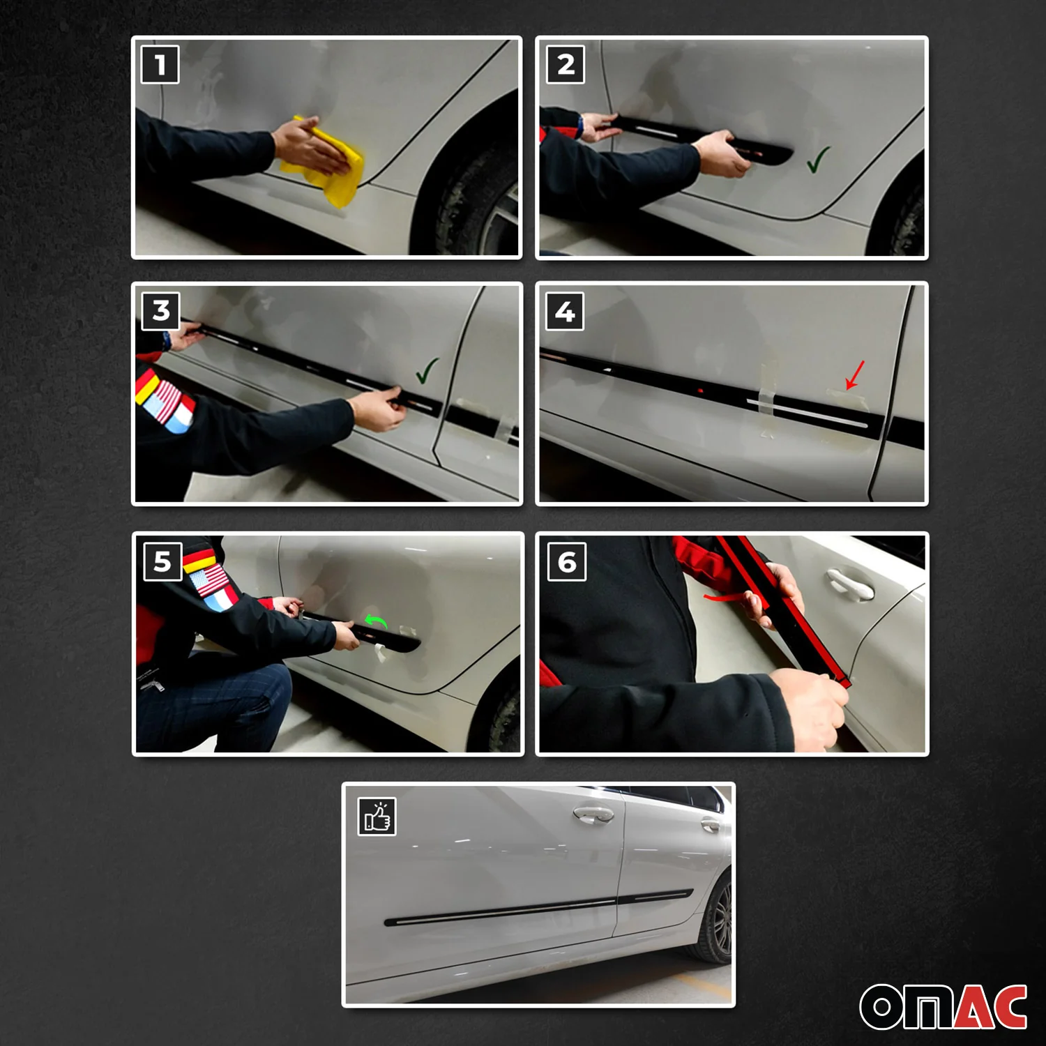 Seitentürleiste Türleisten Türschutzleisten für Volvo S60 ABS Chrom Schwarz 4x - Image 5