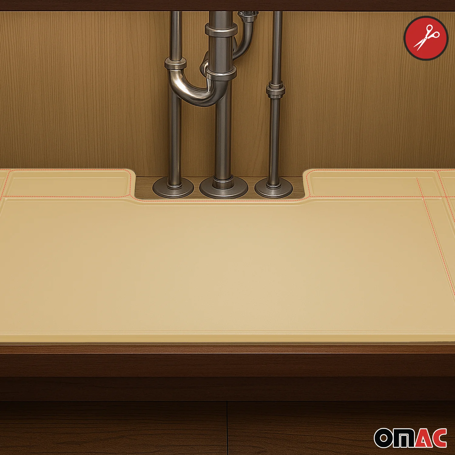 Wasserschutzmatte Spülenschrank Ecke Schutz Unterschrankausstattung TPE Beige - Image 6