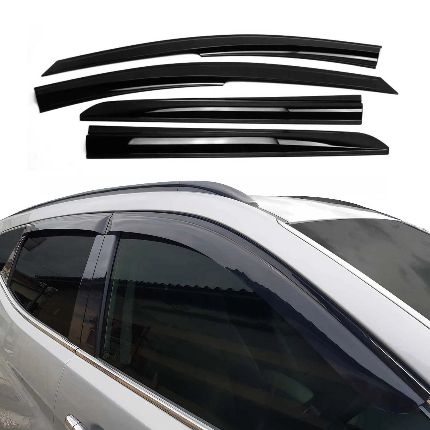 4x Windabweiser Regenabweiser für Hyundai Bayon 2021-2026 Acryl Dunkel