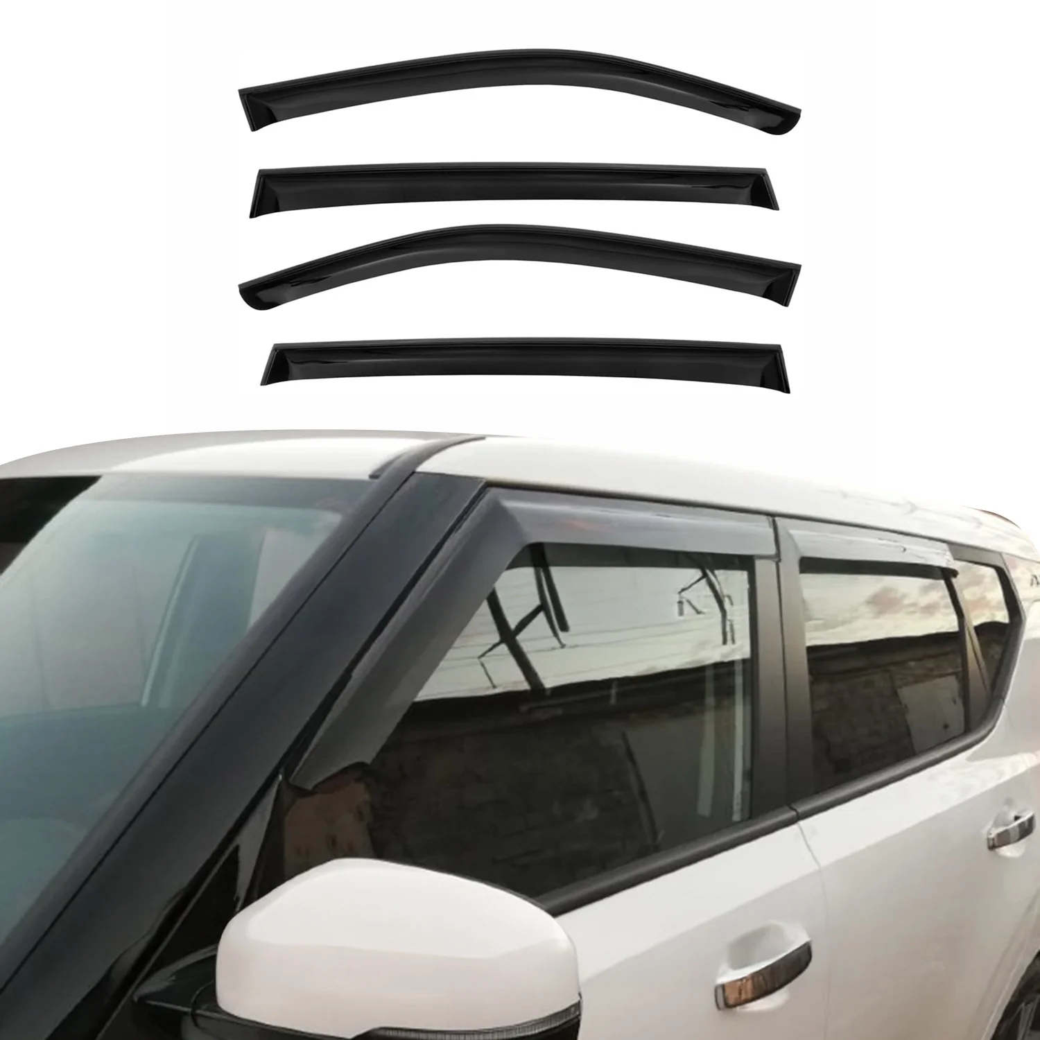 Windabweiser Regenabweiser für Kia Soul 2020-2026 Dunkel Acryl 4tlg