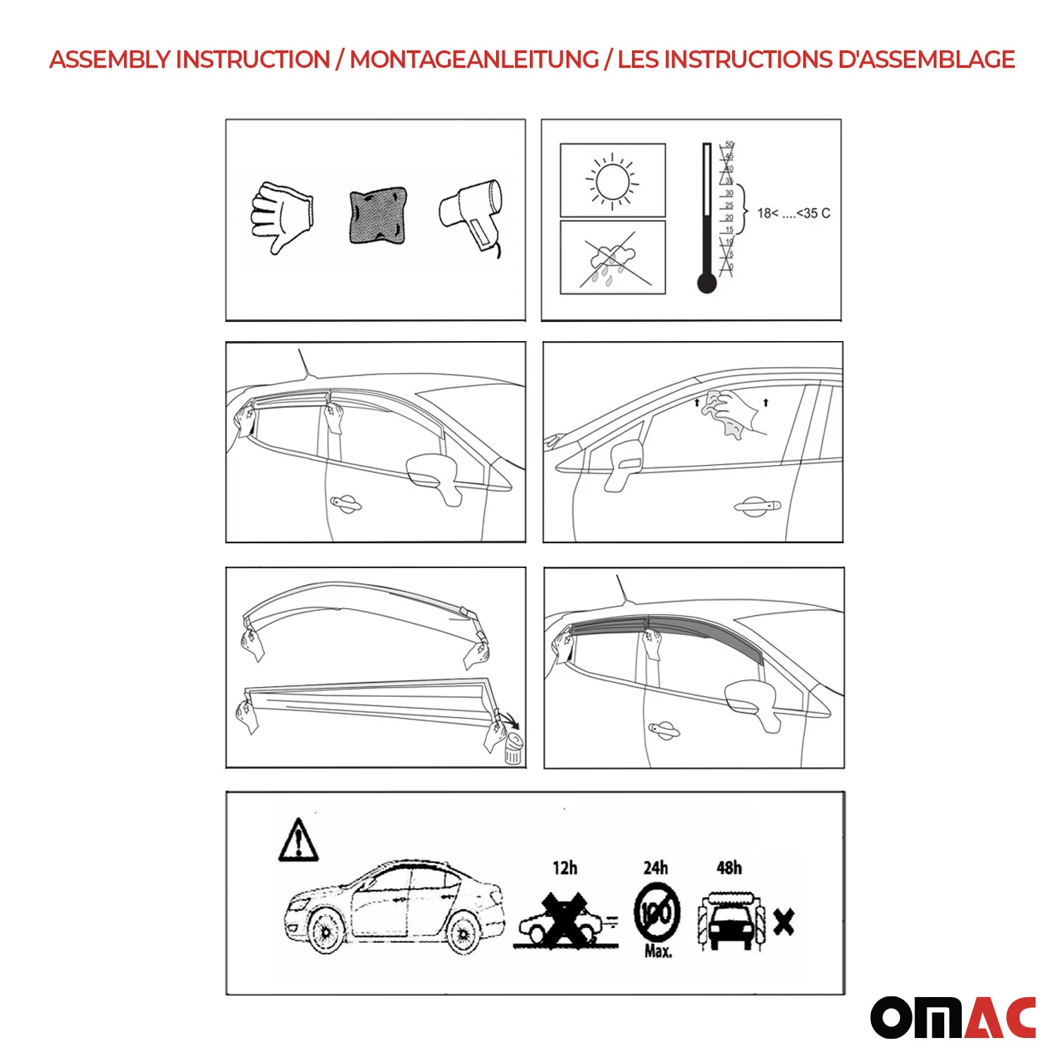 Windabweiser Regenabweiser für Mercedes Vito W639 2003-2014 Schwarz 2tlg - Image 7