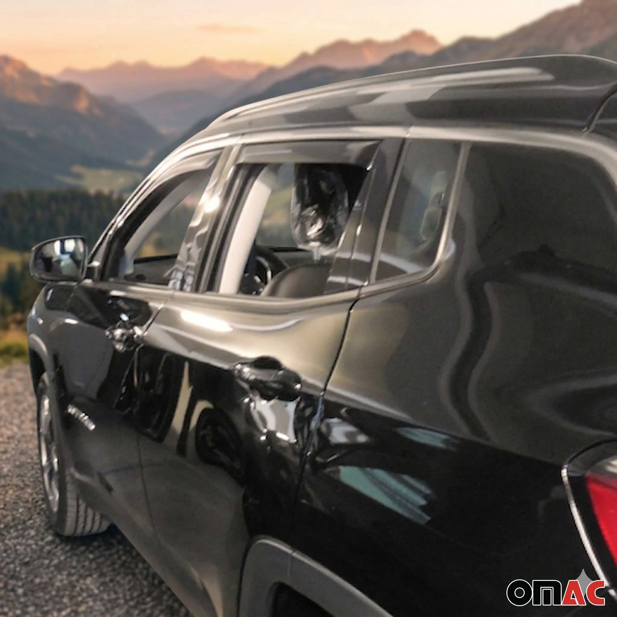 Windabweiser Regenabweiser für Jeep Compass 2017-2025 Dunkel Acryl 4tlg - Image 6